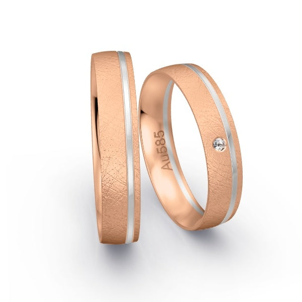 Trauringe Rotgold 585 / Weissgold 585 mit 0.015 ct. Brillanten GR24598