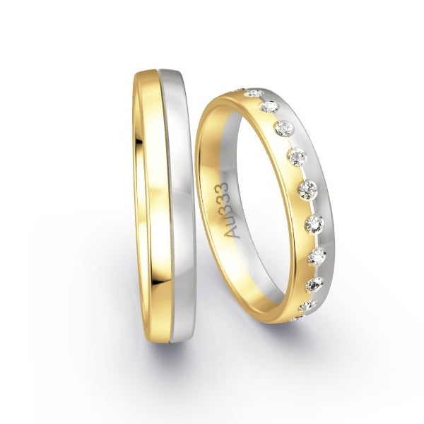 Trauringe Gelbgold 333 / Weissgold 333 mit 0.33 ct. Brillanten GR24607