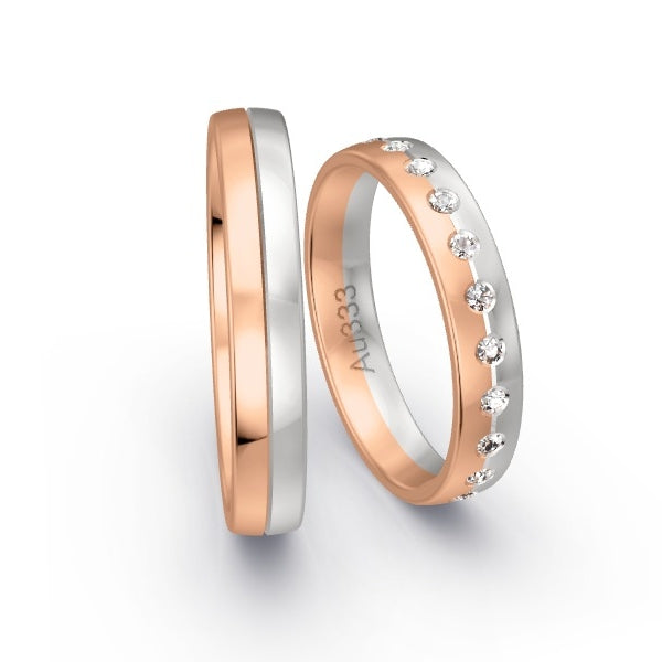 Trauringe Rotgold 333 / Weissgold 333 mit 0.33 ct. Brillanten GR24609