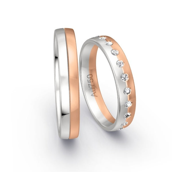 Trauringe Weissgold 750 / Rotgold 750 mit 0.33 ct. Brillanten GR24616