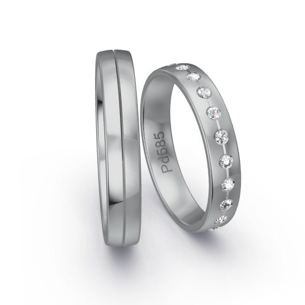 Trauringe Palladium 585 mit 0.33 ct. Brillanten GR24620