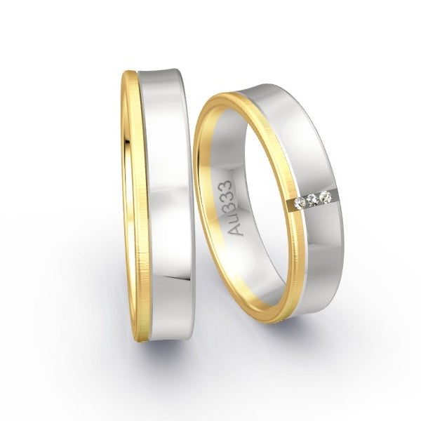 Trauringe Gelbgold 333 / Weissgold 333 mit 0.015 ct. Brillanten GR24622