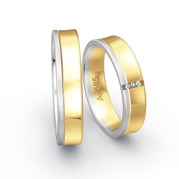 Trauringe Weissgold 585 / Gelbgold 585 mit 0.015 ct. Brillanten GR24625