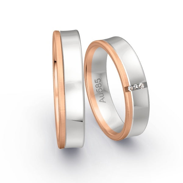 Trauringe Rotgold 585 / Weissgold 585 mit 0.015 ct. Brillanten GR24628