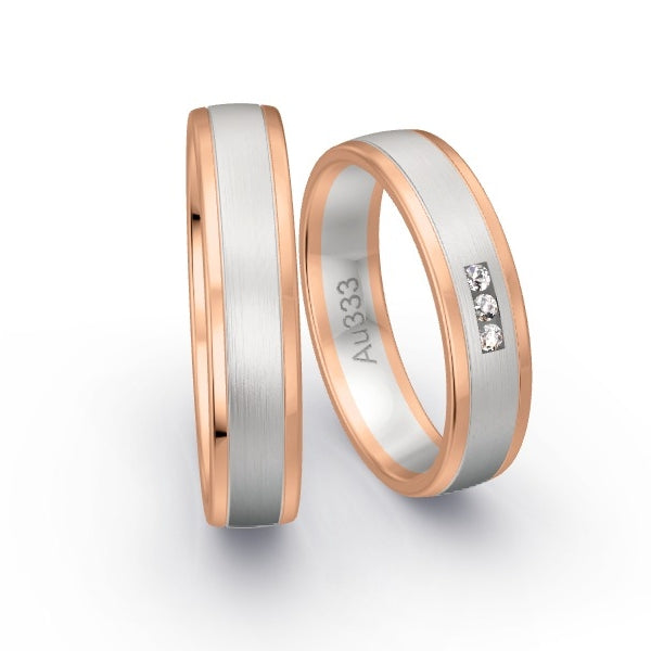 Trauringe Rotgold 333 / Weissgold 333 mit 0.045 ct. Brillanten GR24639