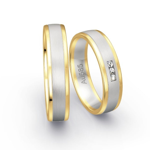 Trauringe Gelbgold 585 / Weissgold 585 mit 0.045 ct. Brillanten GR24641