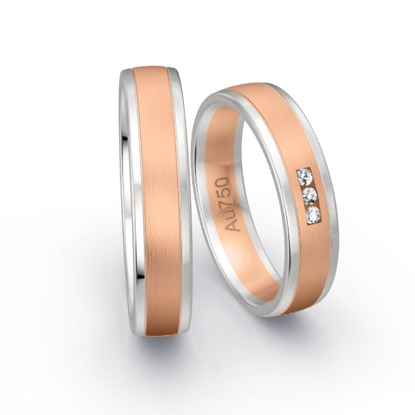 Trauringe Weissgold 750 / Rotgold 750 mit 0.045 ct. Brillanten GR24646