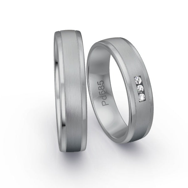 Trauringe Palladium 585 mit 0.045 ct. Brillanten GR24650