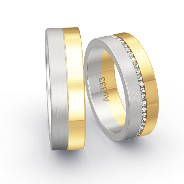 Trauringe Weissgold 333 / Gelbgold 333 mit 0.255 ct. Brillanten GR24651