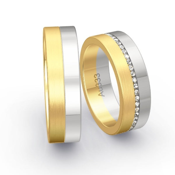 Trauringe Gelbgold 333 / Weissgold 333 mit 0.255 ct. Brillanten GR24652