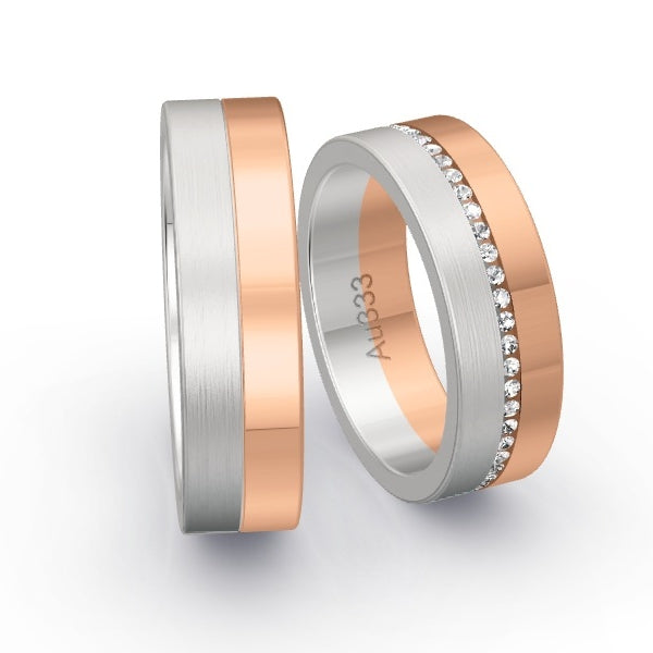 Trauringe Weissgold 333 / Rotgold 333 mit 0.255 ct. Brillanten GR24657