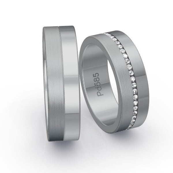 Trauringe Palladium 585 mit 0.255 ct. Brillanten GR24665
