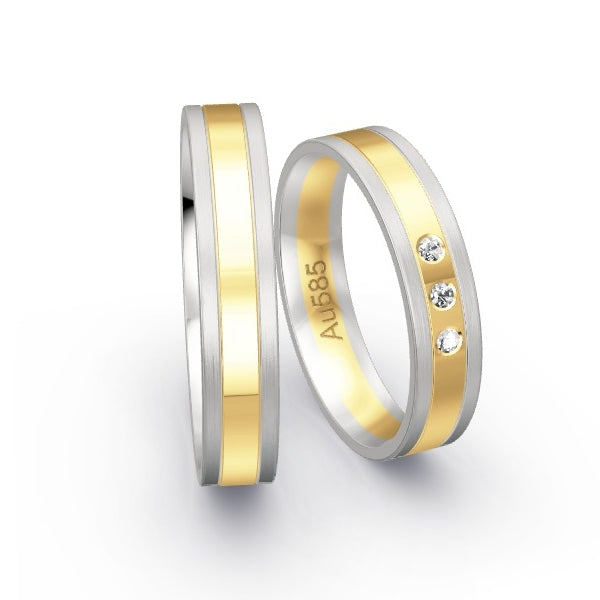 Trauringe Weissgold 585 / Gelbgold 585 mit 0.045 ct. Brillanten GR24670