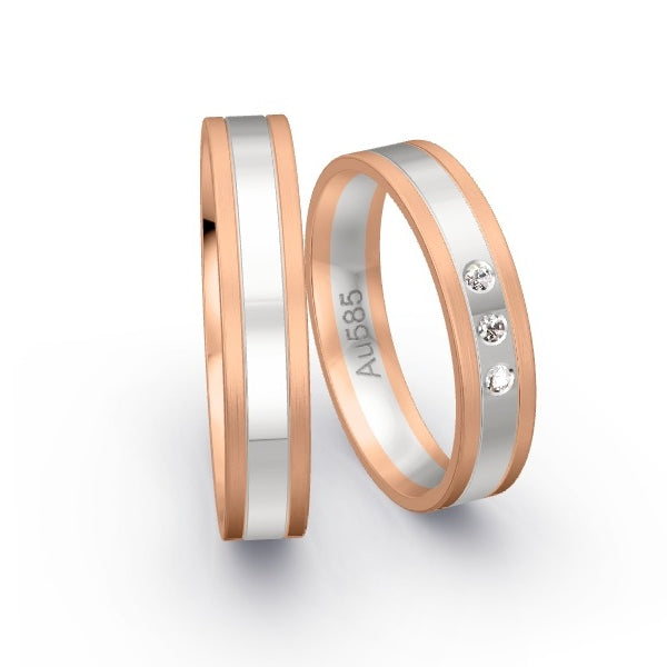 Trauringe Rotgold 585 / Weissgold 585 mit 0.045 ct. Brillanten GR24673