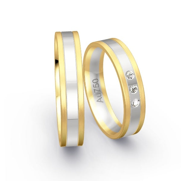 Trauringe Gelbgold 750 / Weissgold 750 mit 0.045 ct. Brillanten GR24675