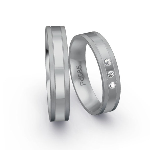 Trauringe Palladium 585 mit 0.045 ct. Brillanten GR24679