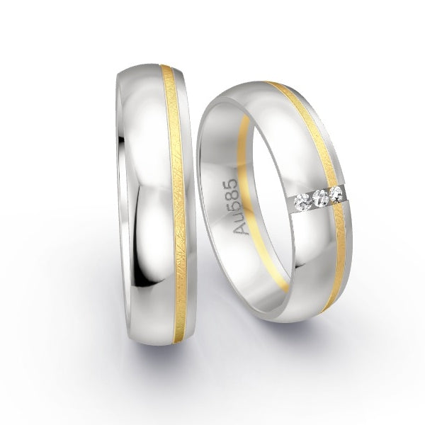 Trauringe Weissgold 585 / Gelbgold 585 mit 0.045 ct. Brillanten GR24685