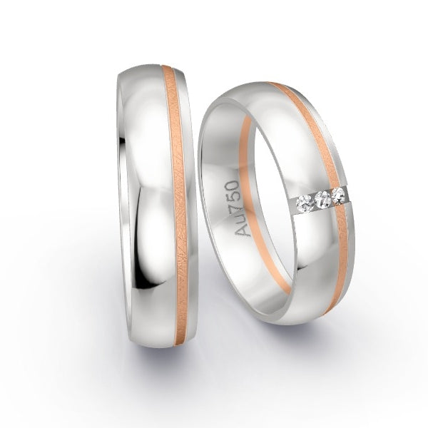 Trauringe Weissgold 750 / Rotgold 750 mit 0.045 ct. Brillanten GR24692