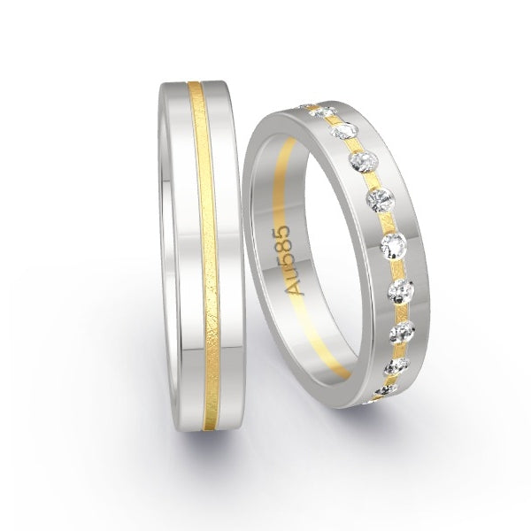 Trauringe Weissgold 585 / Gelbgold 585 mit 0.22 ct. Brillanten GR24701