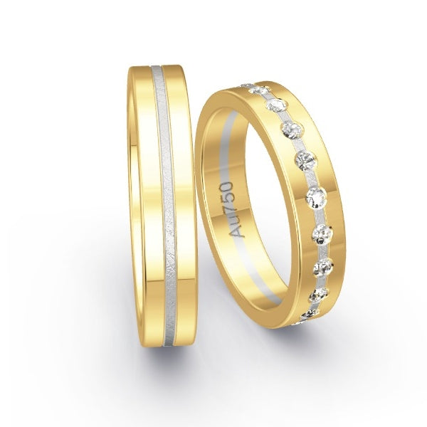 Trauringe Gelbgold 750 / Weissgold 750 mit 0.22 ct. Brillanten GR24705