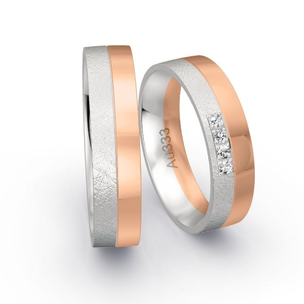 Trauringe Weissgold 333 / Rotgold 333 mit 0.08 ct. Brillanten GR24895