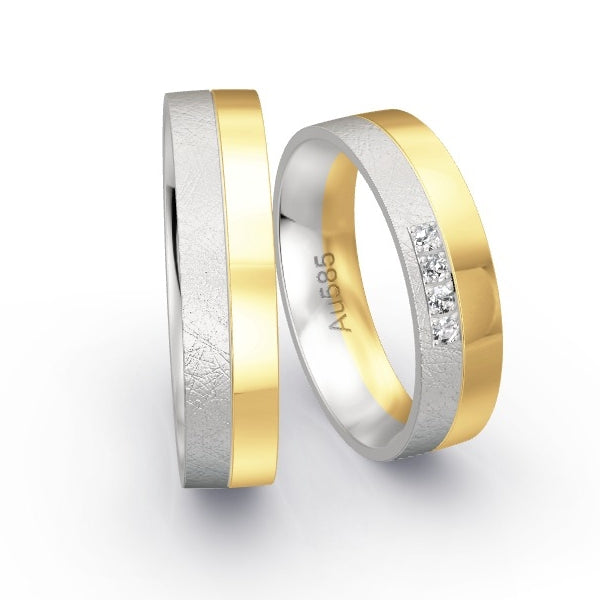 Trauringe Weissgold 585 / Gelbgold 585 mit 0.08 ct. Brillanten GR24897