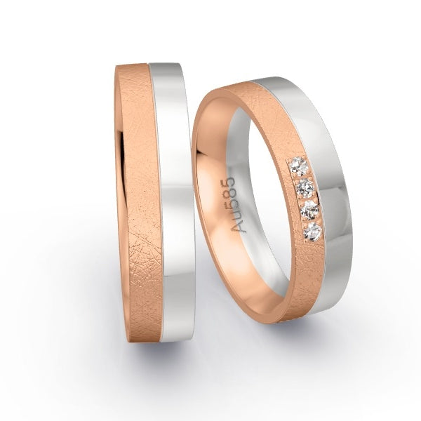 Trauringe Rotgold 585 / Weissgold 585 mit 0.08 ct. Brillanten GR24900