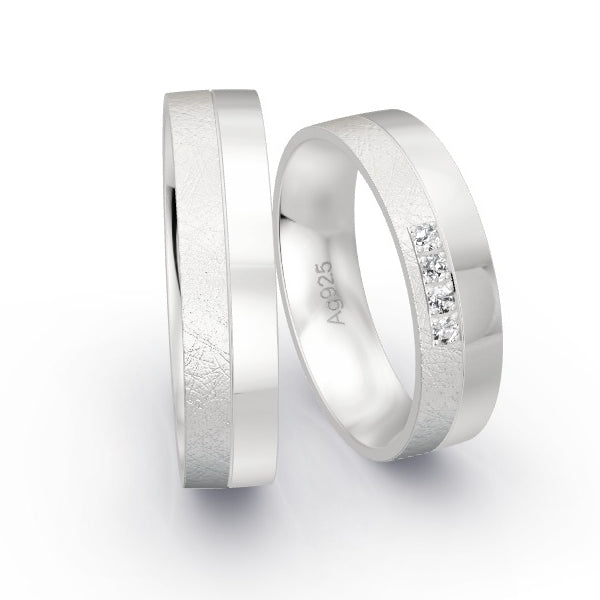 Trauringe Silber 925 mit 0.08 ct. Brillanten GR24905