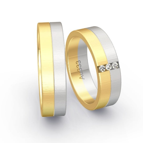Trauringe Gelbgold 333 / Weissgold 333 mit 0.06 ct. Brillanten GR24909