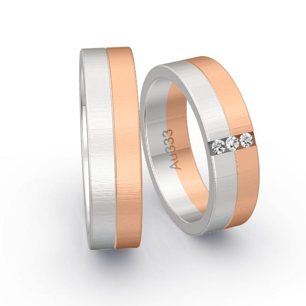Trauringe Weissgold 333 / Rotgold 333 mit 0.06 ct. Brillanten GR24910