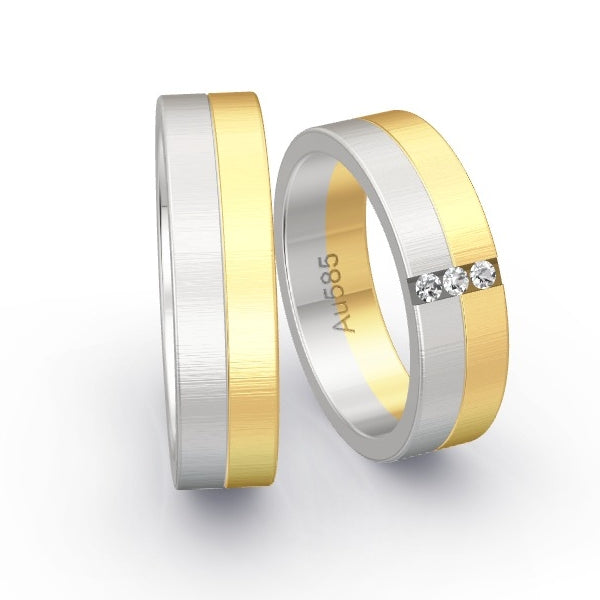 Trauringe Weissgold 585 / Gelbgold 585 mit 0.06 ct. Brillanten GR24912