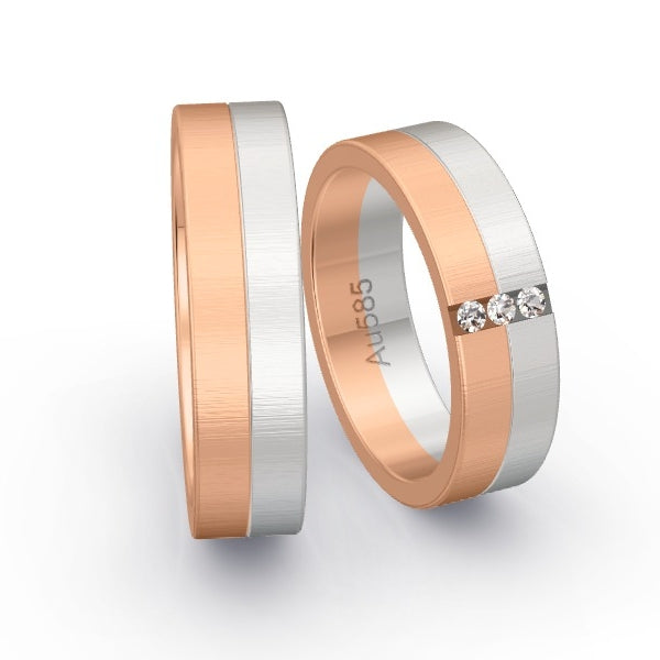 Trauringe Rotgold 585 / Weissgold 585 mit 0.06 ct. Brillanten GR24915