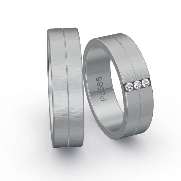 Trauringe Palladium 585 mit 0.06 ct. Brillanten GR24922