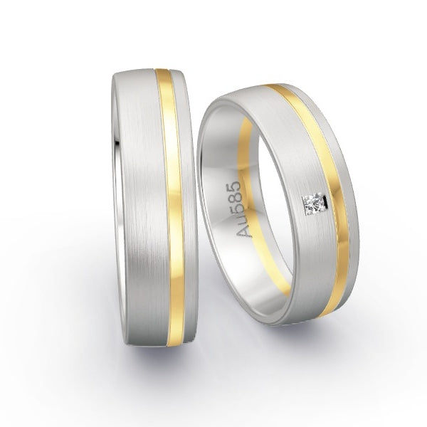 Trauringe Weissgold 585 / Gelbgold 585 mit 0.02 ct. Brillanten GR24927
