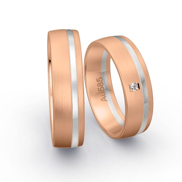 Trauringe Rotgold 585 / Weissgold 585 mit 0.02 ct. Brillanten GR24930