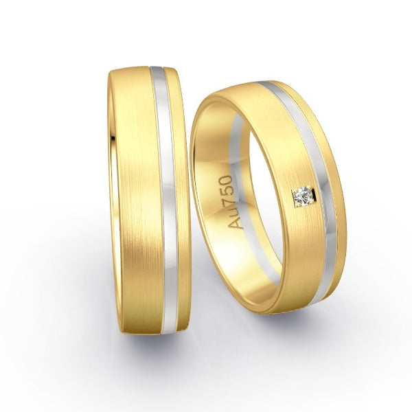 Trauringe Gelbgold 750 / Weissgold 750 mit 0.02 ct. Brillanten GR24932
