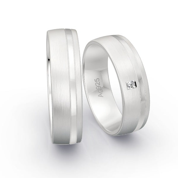 Trauringe Silber 925 mit 0.02 ct. Brillanten GR24935