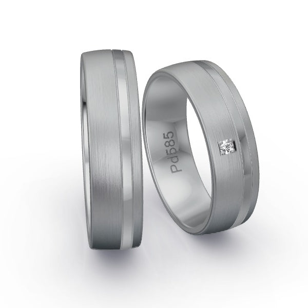 Trauringe Palladium 585 mit 0.02 ct. Brillanten GR24937