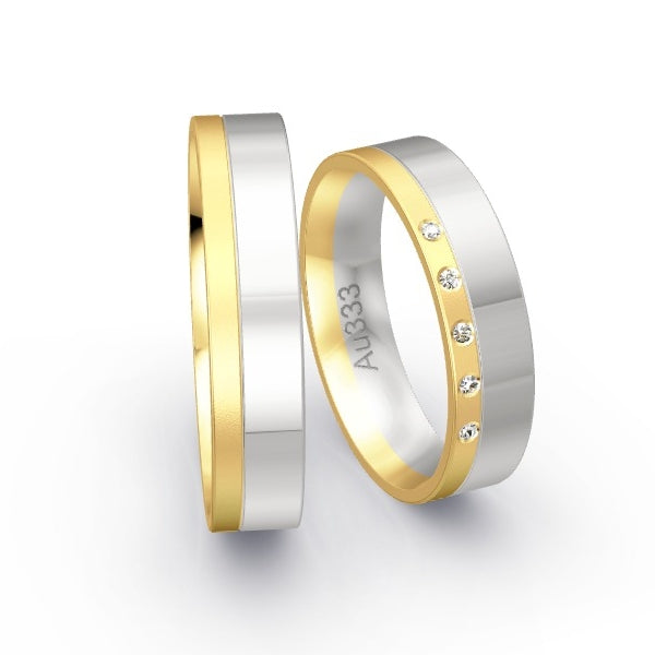Trauringe Gelbgold 333 / Weissgold 333 mit 0.025 ct. Brillanten GR24939