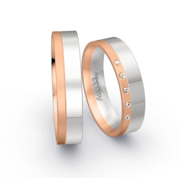 Trauringe Rotgold 333 / Weissgold 333 mit 0.025 ct. Brillanten GR24941