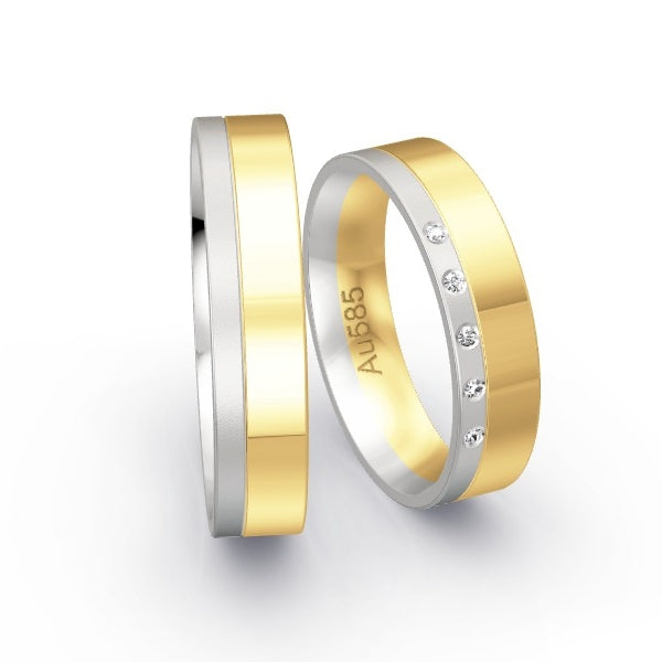 Trauringe Weissgold 585 / Gelbgold 585 mit 0.025 ct. Brillanten GR24942