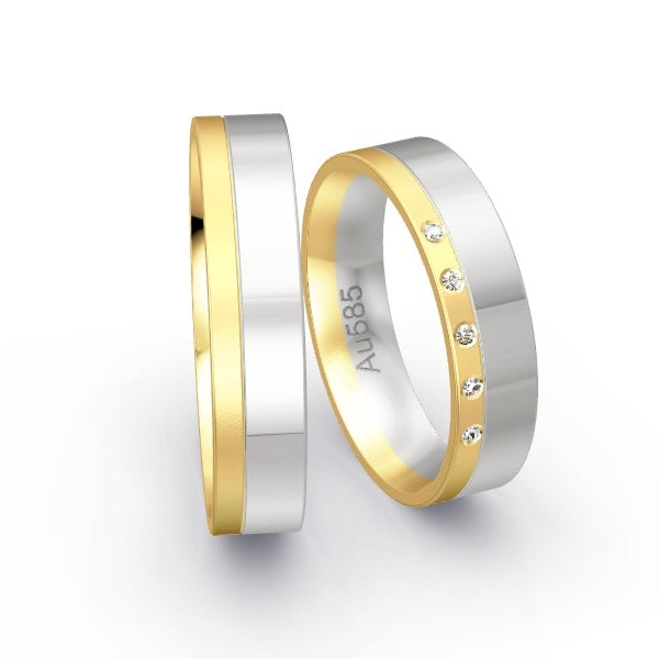 Trauringe Gelbgold 585 / Weissgold 585 mit 0.025 ct. Brillanten GR24943