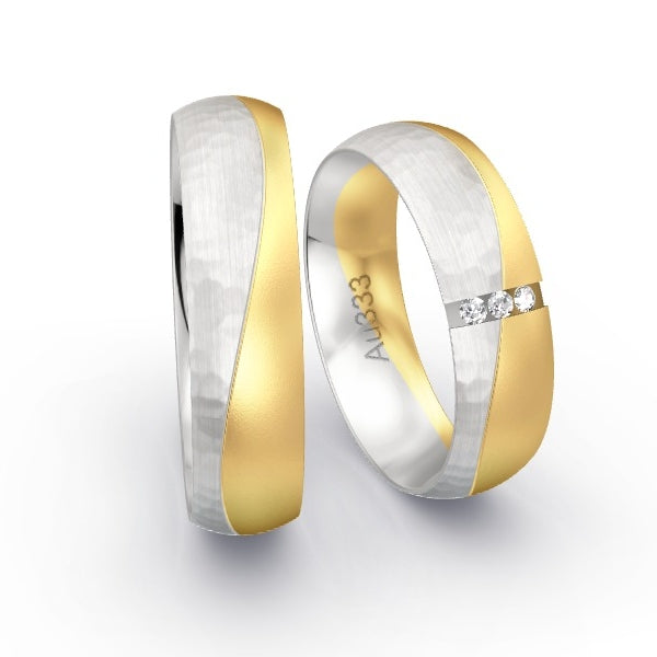 Trauringe Weissgold 333 / Gelbgold 333 mit 0.045 ct. Brillanten GR24953