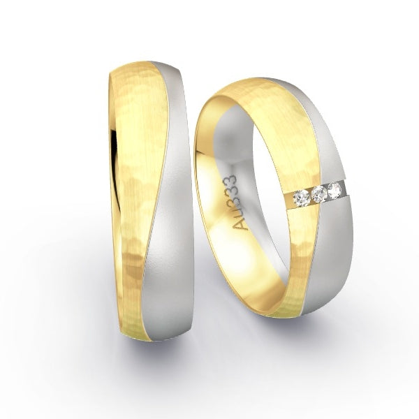 Trauringe Gelbgold 333 / Weissgold 333 mit 0.045 ct. Brillanten GR24954