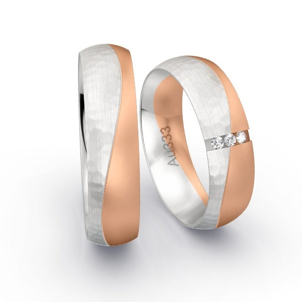 Trauringe Weissgold 333 / Rotgold 333 mit 0.045 ct. Brillanten GR24955