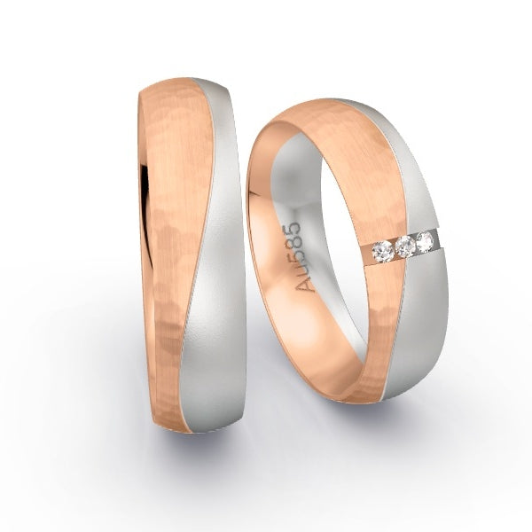 Trauringe Rotgold 585 / Weissgold 585 mit 0.045 ct. Brillanten GR24960