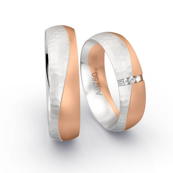 Trauringe Weissgold 750 / Rotgold 750 mit 0.045 ct. Brillanten GR24963