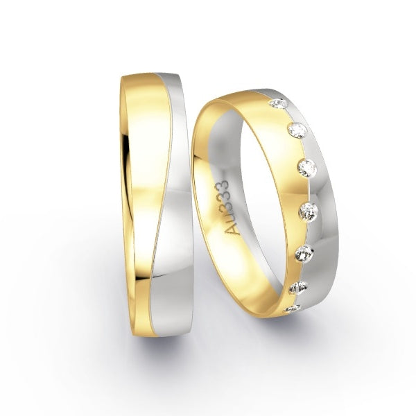 Trauringe Gelbgold 333 / Weissgold 333 mit 0.105 ct. Brillanten GR24969