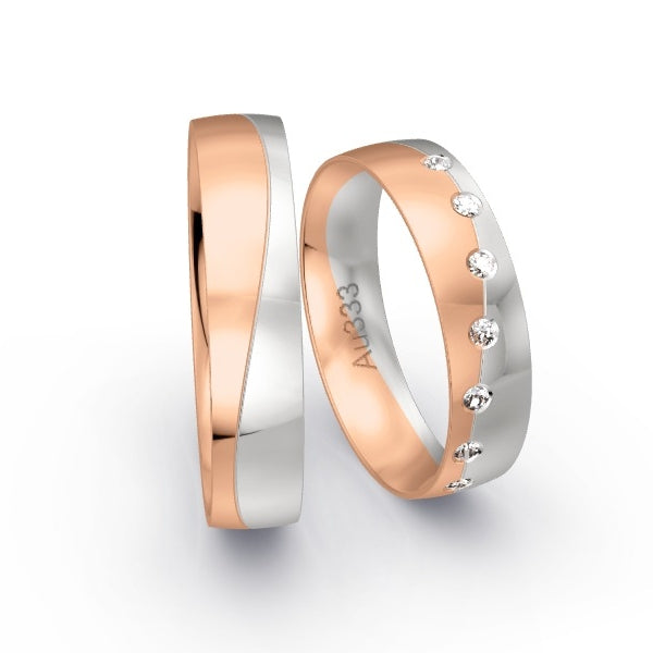 Trauringe Rotgold 333 / Weissgold 333 mit 0.105 ct. Brillanten GR24971