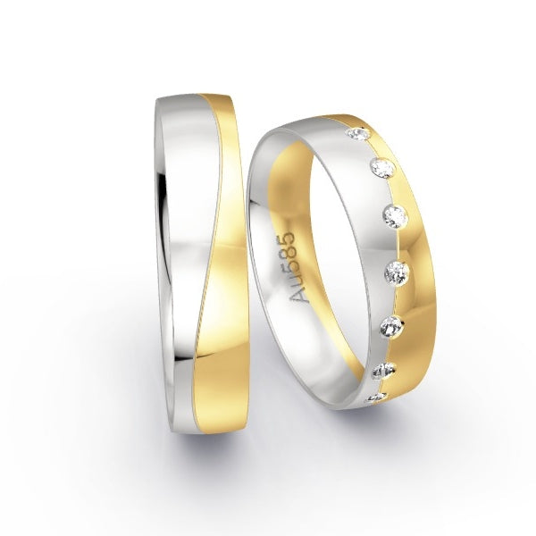 Trauringe Weissgold 585 / Gelbgold 585 mit 0.105 ct. Brillanten GR24972